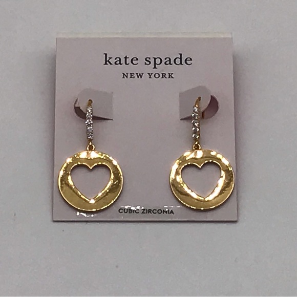 NEW Kate Spade Heart Gold Plated Drop Dangle Earrings WBRUH347   RETAIL $68 - Picture 1 of 6